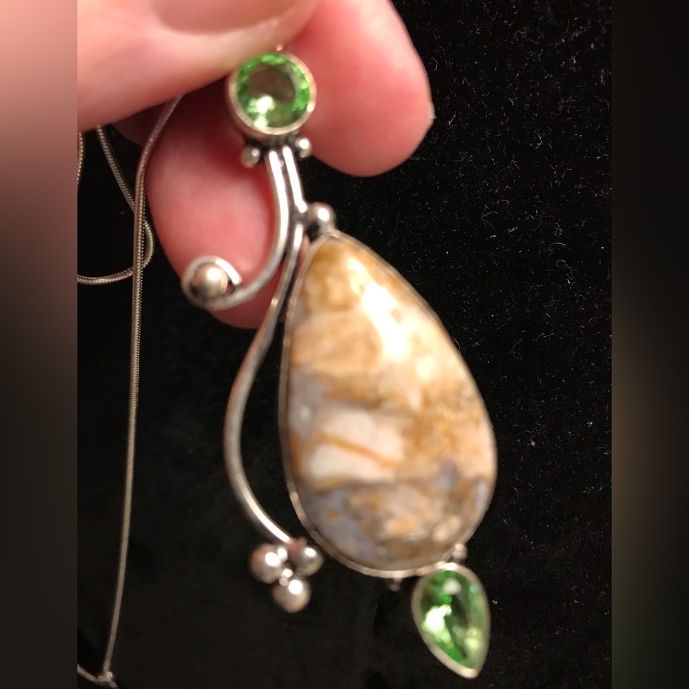 Peridot Stamped 925 Sterling Silver Necklace